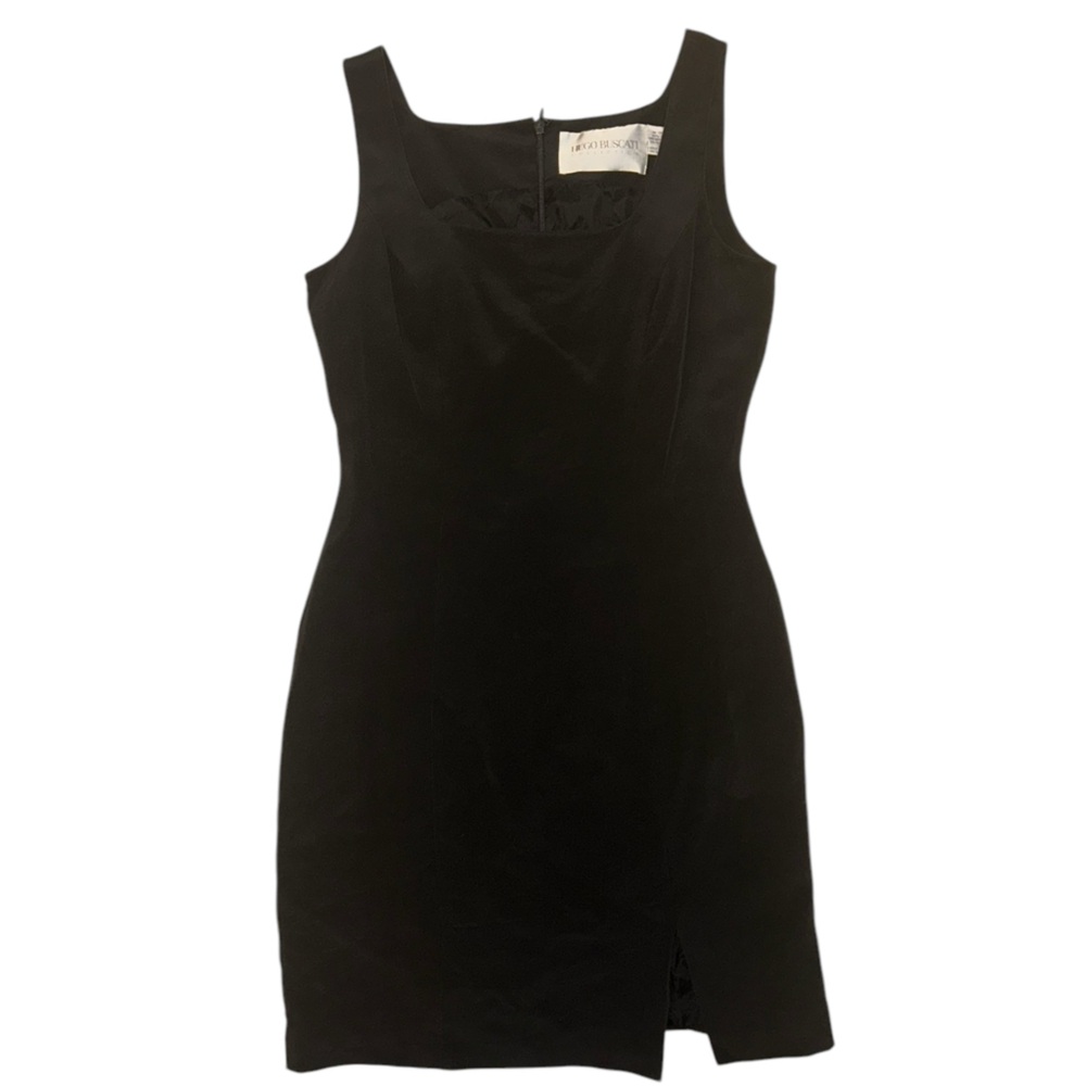100% Silk Hugo Buscati Elegant Black Sleeveless Mini Dress Sz 6